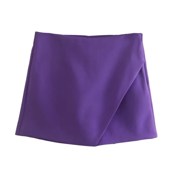 Willshela Women Fashion Asymmetrical Shorts Skirts High Waist Back Pockets Side Zipper Vintage Female Skort Solid - Imagen 4