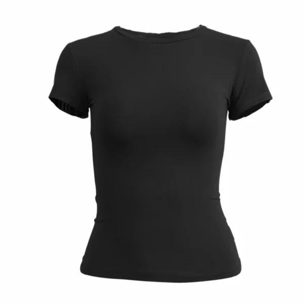 Camiseta de mujer de manga corta, corte ajustado, cuello redondo y tejido de punto, estilo urbano y deportivo Y2K 2024 (Modelo New2410) - Imagen 3