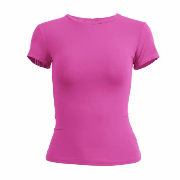 Camiseta de mujer de manga corta, corte ajustado, cuello redondo y tejido de punto, estilo urbano y deportivo Y2K 2024 (Modelo New2410) - Imagen 8