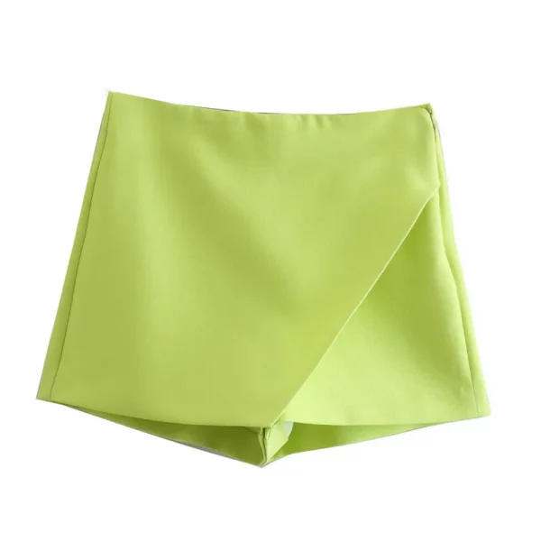 Willshela Women Fashion Asymmetrical Shorts Skirts High Waist Back Pockets Side Zipper Vintage Female Skort Solid