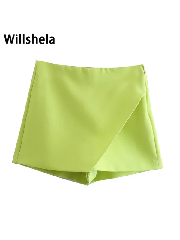 Willshela Women Fashion Asymmetrical Shorts Skirts High Waist Back Pockets Side Zipper Vintage Female Skort Solid - Imagen 18